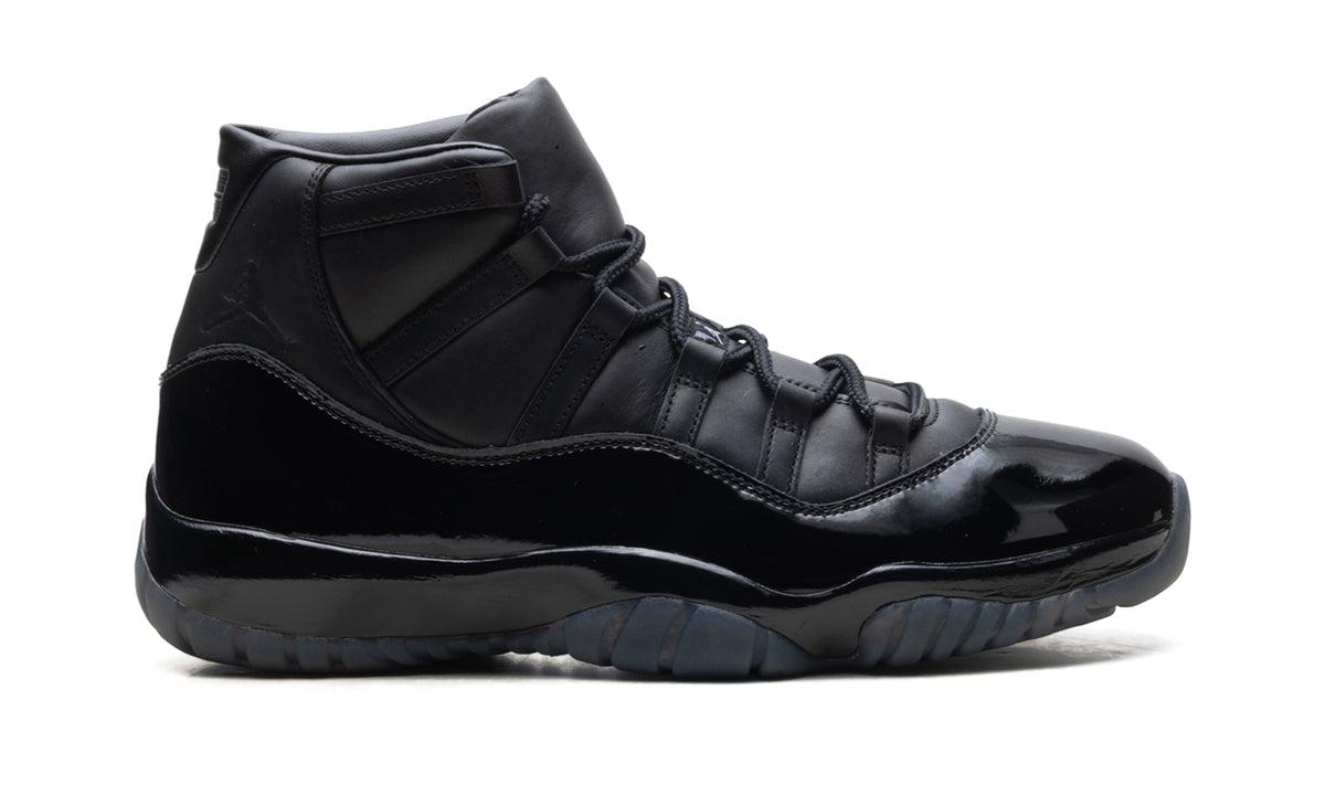 Air Jordan 11 Retro Sneakers - All Black with Glossy Mudguard and Smoky Outsole