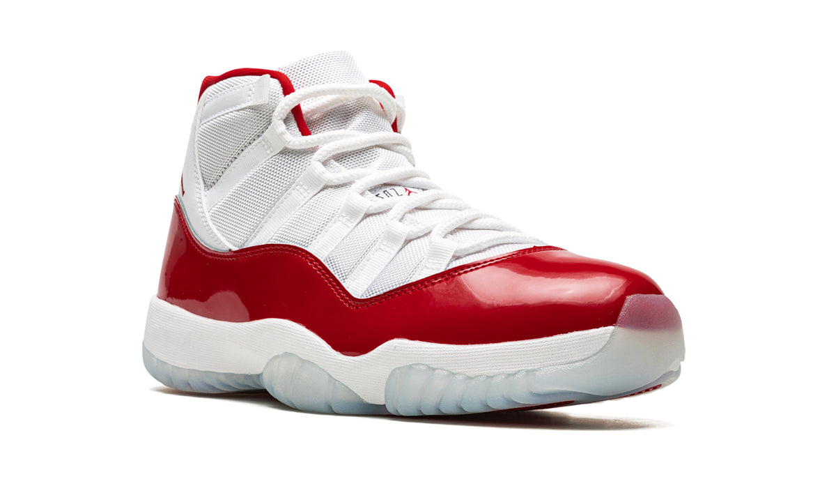 Air Jordan 11 Retro High-Top Sneakers - White and Red with Glossy Overlays