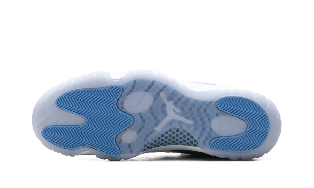 Air Jordan 11 Retro Low Sneakers - White/Light Blue with Glossy Overlays