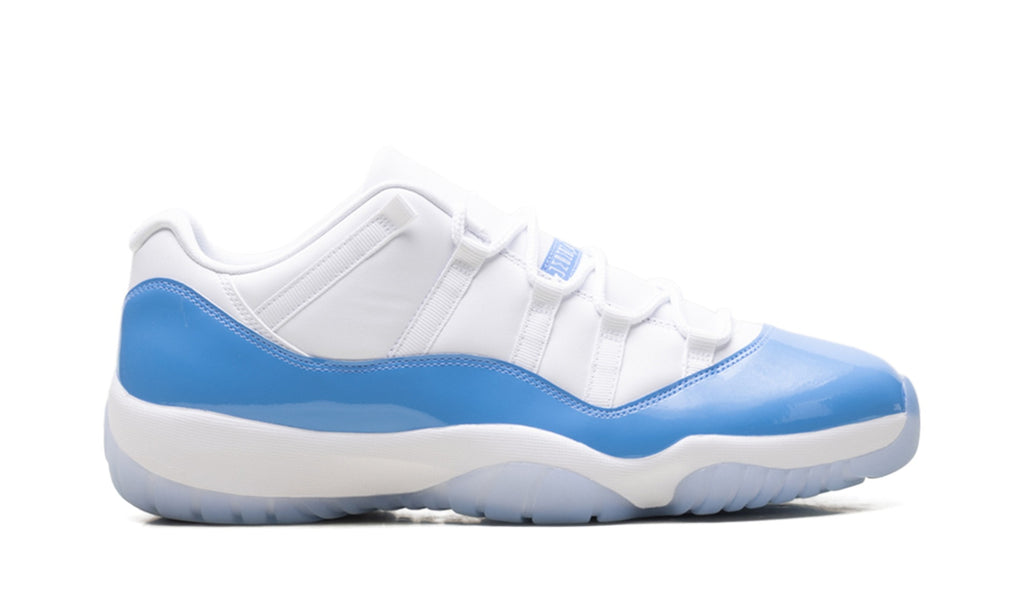 Air Jordan 11 Retro Low Sneakers - White/Light Blue with Glossy Overlays