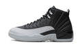 Air Jordan 12 High-Top Sneakers - Black/Light Grey with Silver Accents