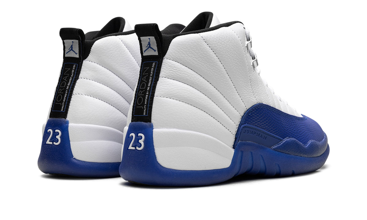 Air Jordan 12 Sneakers in White & Royal Blue