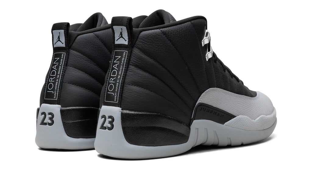 Air Jordan 12 High-Top Sneakers - Black/Light Grey with Silver Accents