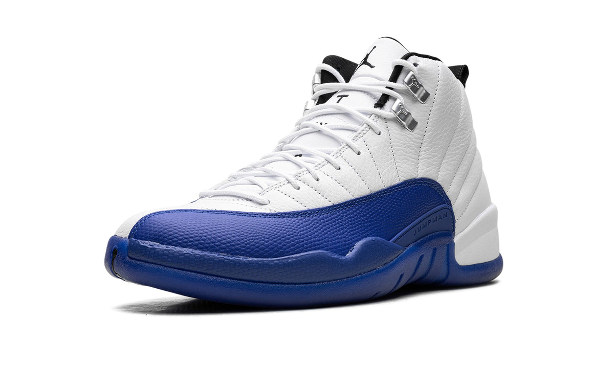 Air Jordan 12 Sneakers in White & Royal Blue