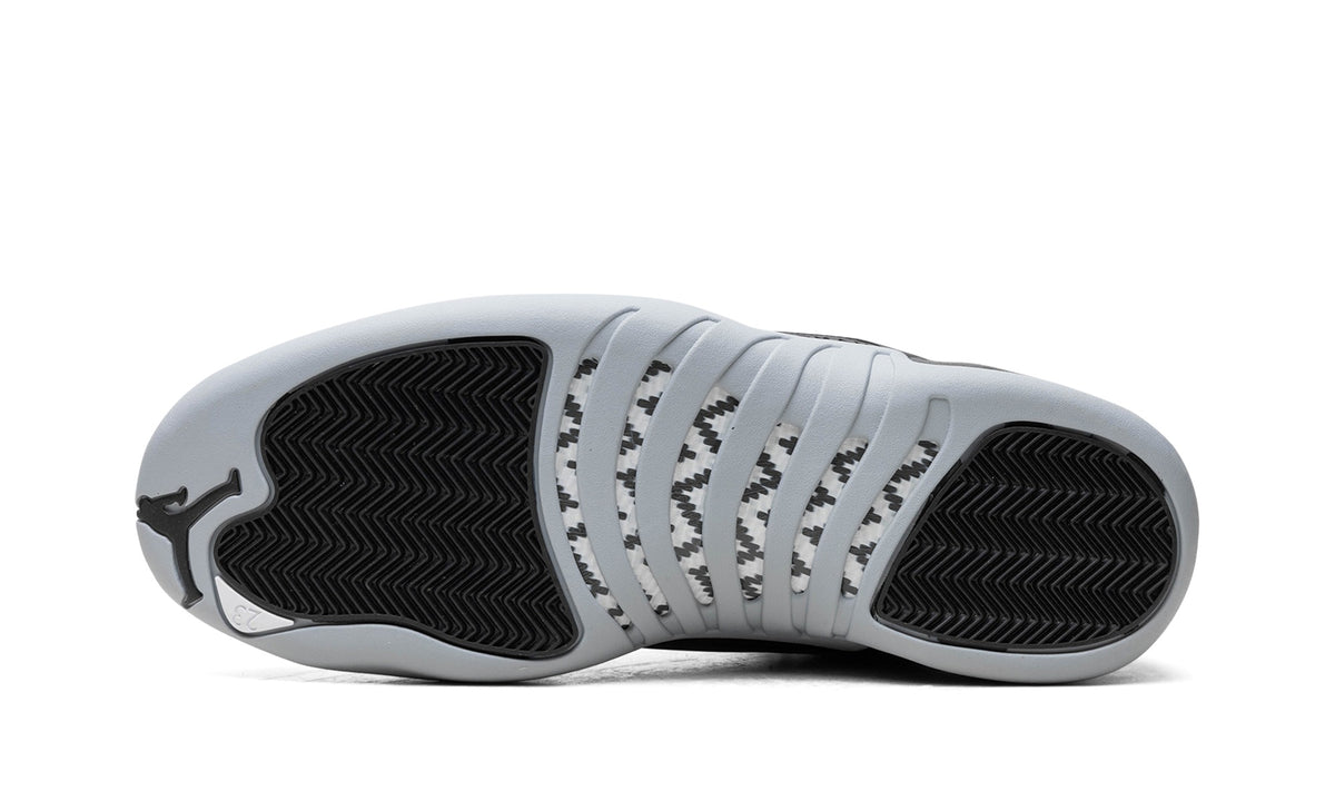 Air Jordan 12 High-Top Sneakers - Black/Light Grey with Silver Accents