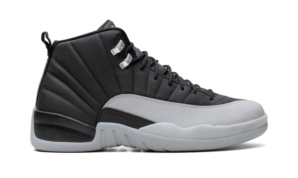 Air Jordan 12 High-Top Sneakers - Black/Light Grey with Silver Accents