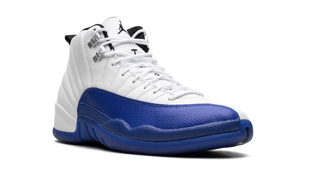 Air Jordan 12 Sneakers in White & Royal Blue