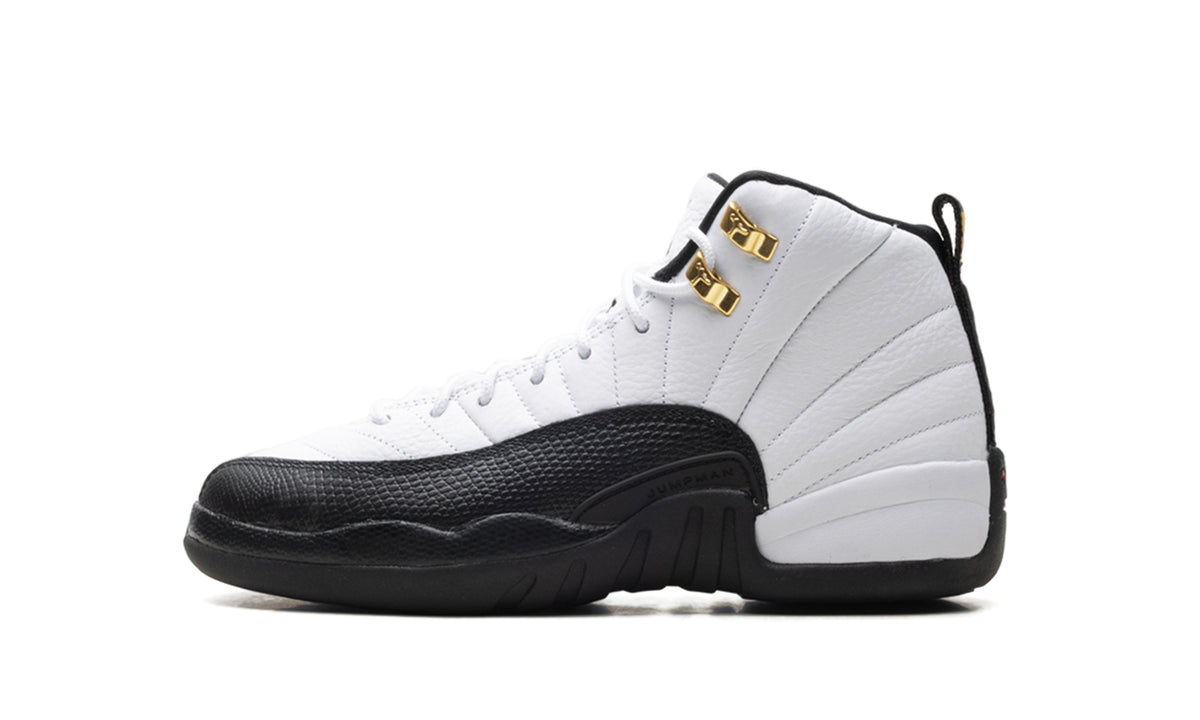 Air Jordan 12 Retro High-Top Sneakers - White and Black with Gold-Tone Eyelets