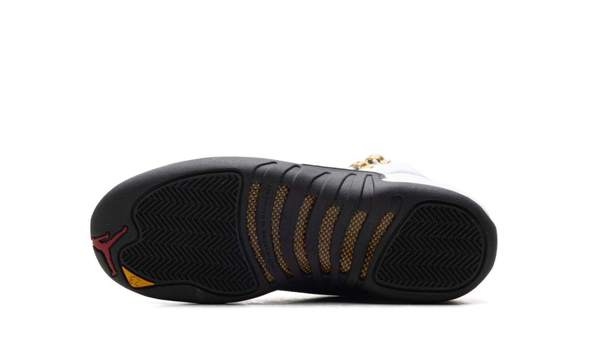 Air Jordan 12 Retro High-Top Sneakers - White and Black with Gold-Tone Eyelets