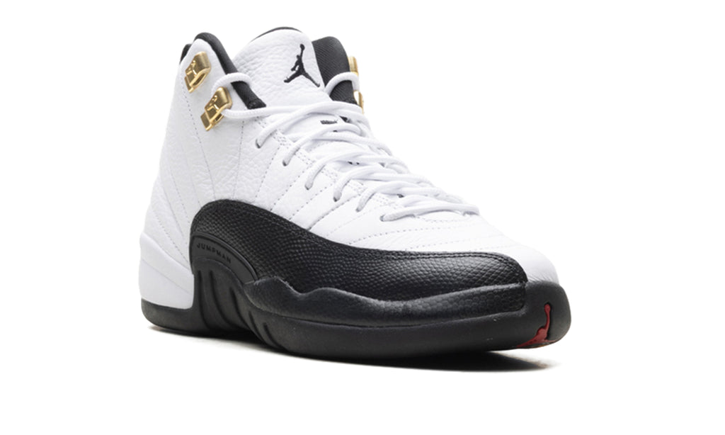 Air Jordan 12 Retro High-Top Sneakers - White and Black with Gold-Tone Eyelets