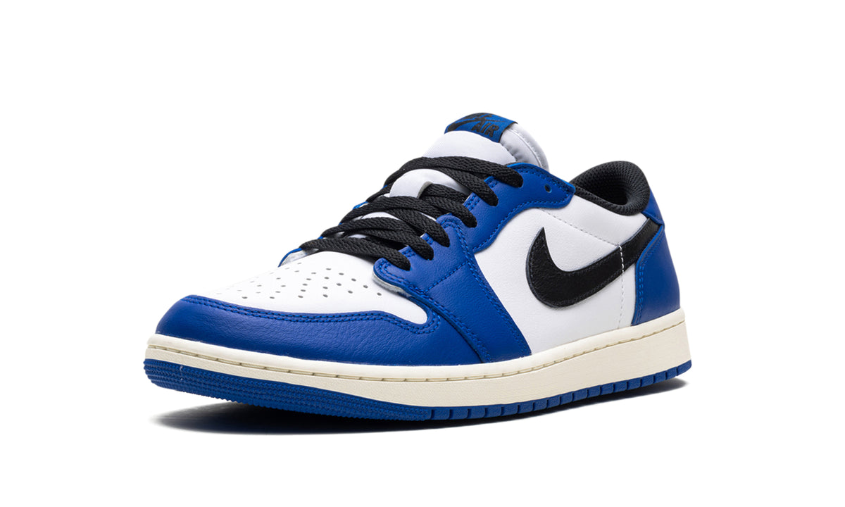 Air Jordan 1 Retro Low OG Sneakers - Royal Blue and White with Black Swooshes