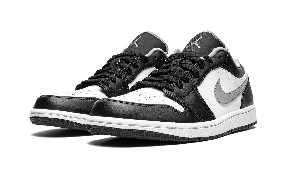 Air Jordan 1 Low Sneakers - Black & White with Gray Swoosh