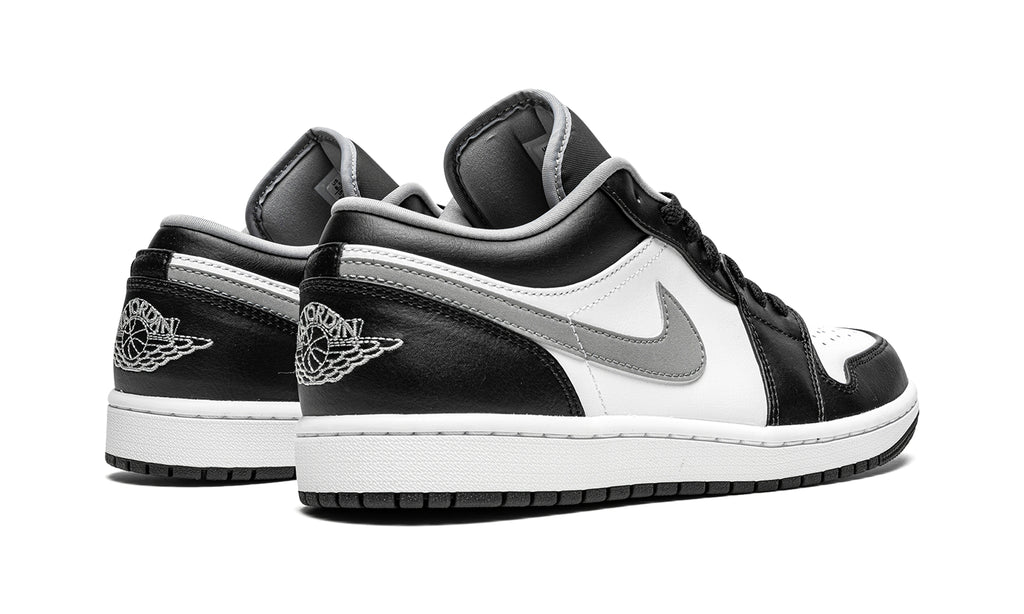 Air Jordan 1 Low Sneakers - Black & White with Gray Swoosh