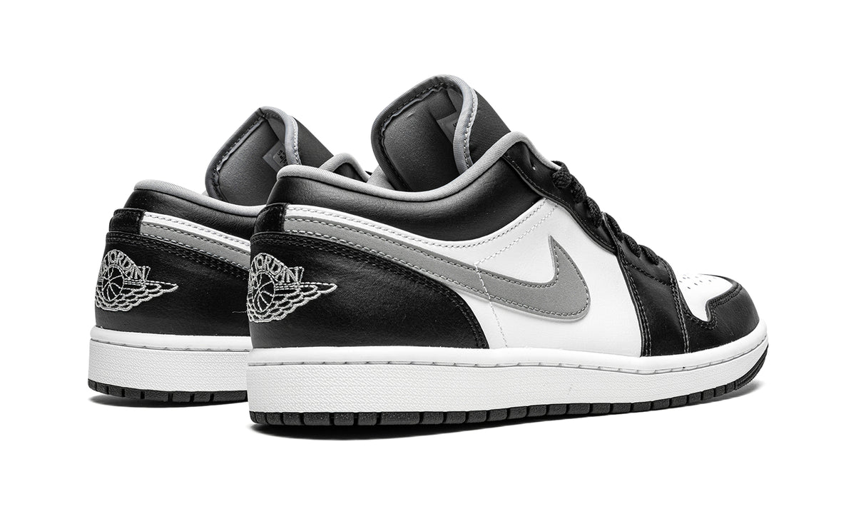 Air Jordan 1 Low Sneakers - Black & White with Gray Swoosh