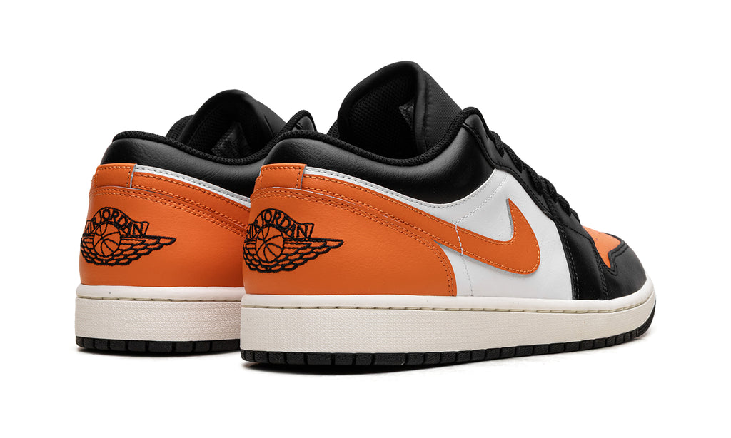 Air Jordan 1 Low Sneakers - Orange, Black & White with Sail Midsole