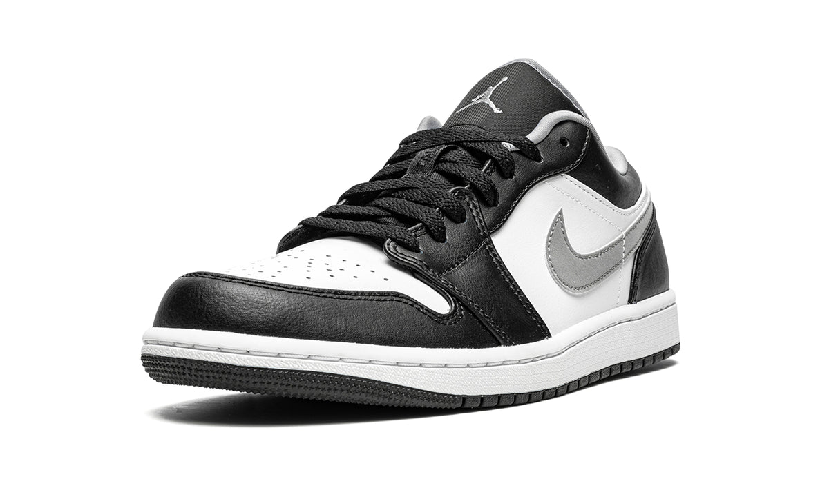 Air Jordan 1 Low Sneakers - Black & White with Gray Swoosh