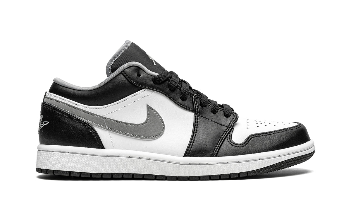 Air Jordan 1 Low Sneakers - Black & White with Gray Swoosh