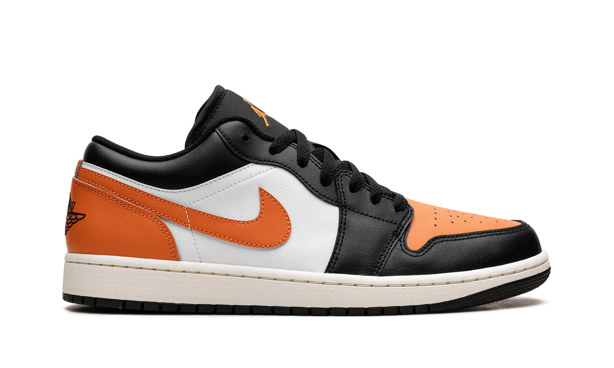 Air Jordan 1 Low Sneakers - Orange, Black & White with Sail Midsole