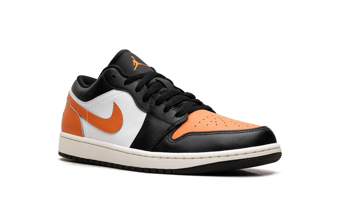 Air Jordan 1 Low Sneakers - Orange, Black & White with Sail Midsole