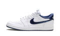 Air Jordan 1 Low '85 Sneakers - White and Navy with Glossy Swooshes