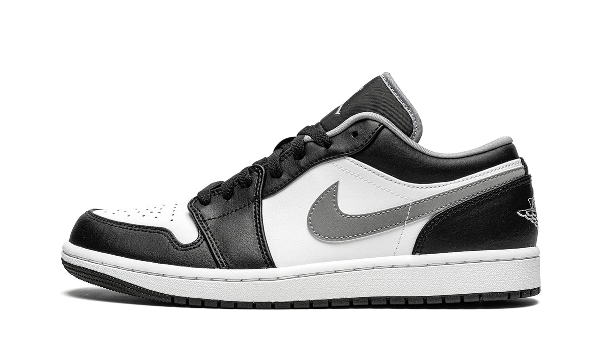 Air Jordan 1 Low Sneakers - Black & White with Gray Swoosh