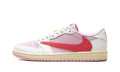 Air Jordan 1 Low OG Sneakers - Pink & White with Red Reverse Swoosh