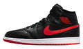 Air Jordan 1 Mid Sneakers - Black & Red with White Midsole