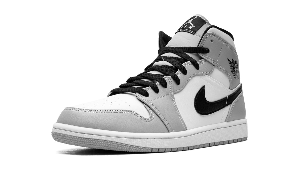 Air Jordan 1 Mid Sneakers – White, Light Gray & Black
