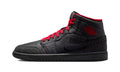 Air Jordan 1 Mid Sneakers - Black & Red with Textured Overlays