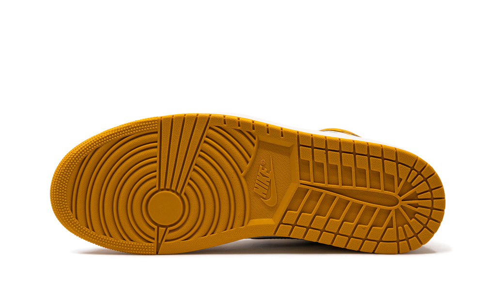 Air Jordan 1 Retro High OG Sneakers - Golden Yellow and White with Black Swooshes