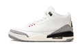 Air Jordan 3 Sneakers - White/Cement Grey with Elephant Print and Red Accents