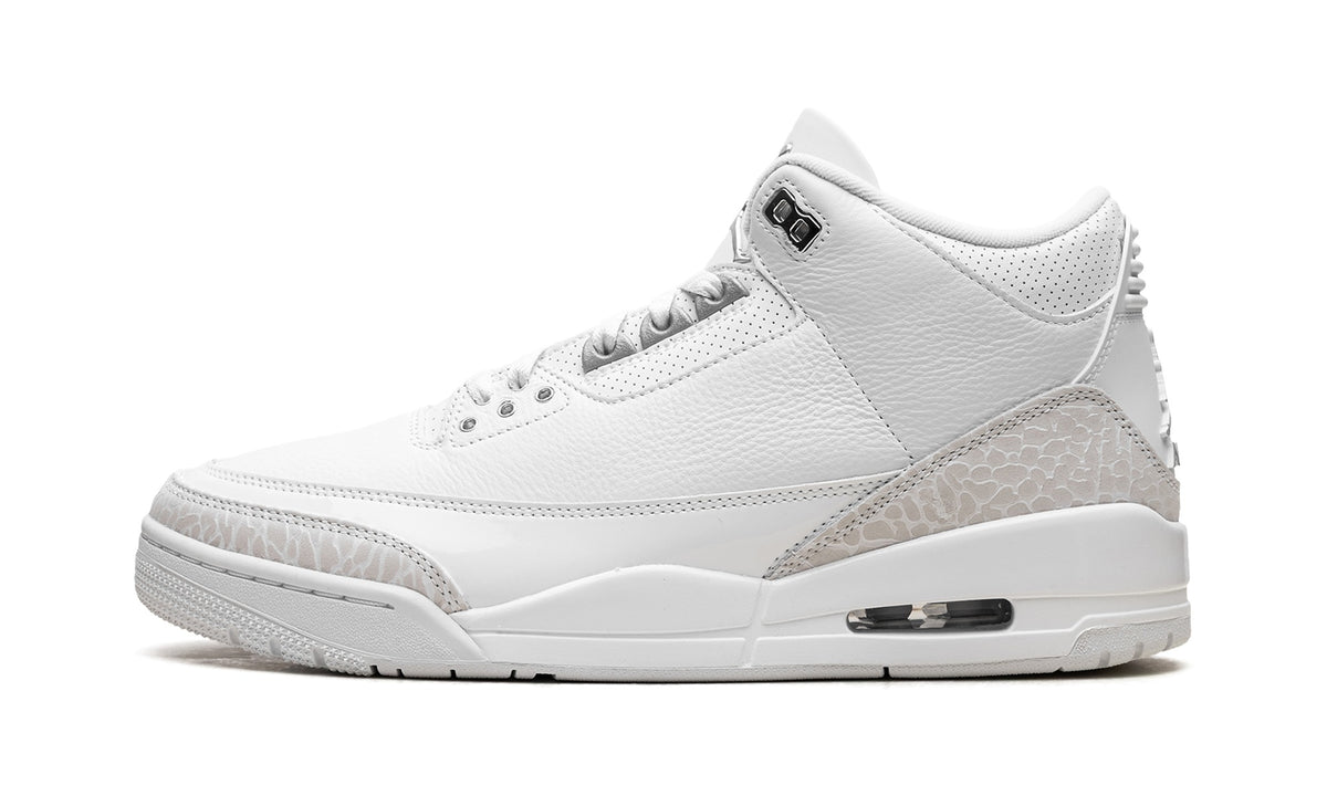 Air Jordan 3 Sneakers – White & Silver Grey