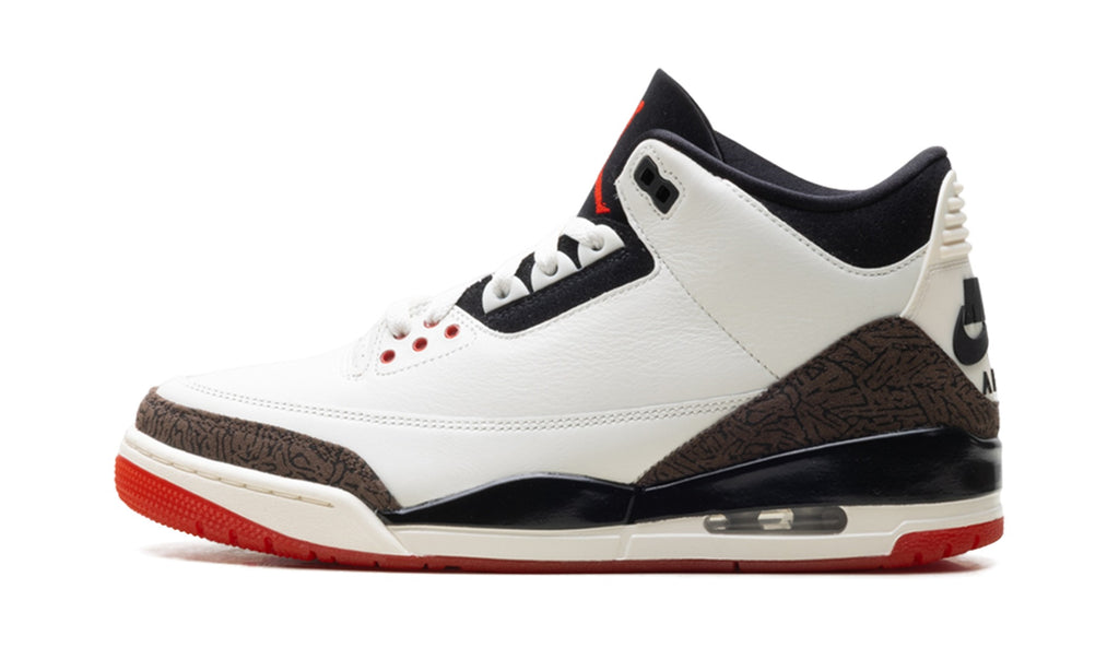 Air Jordan 3 Sneakers in White, Grey & Red