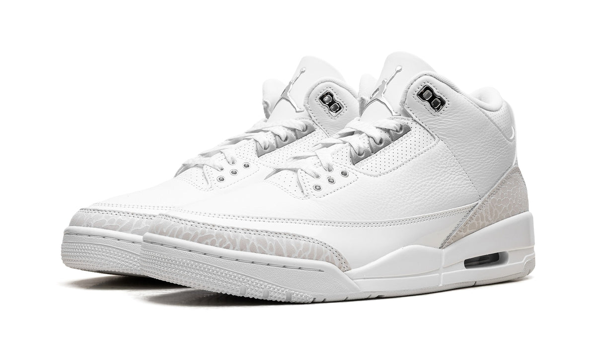 Air Jordan 3 Sneakers – White & Silver Grey