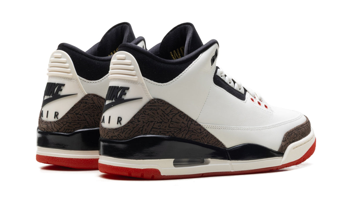 Air Jordan 3 Sneakers in White, Grey & Red