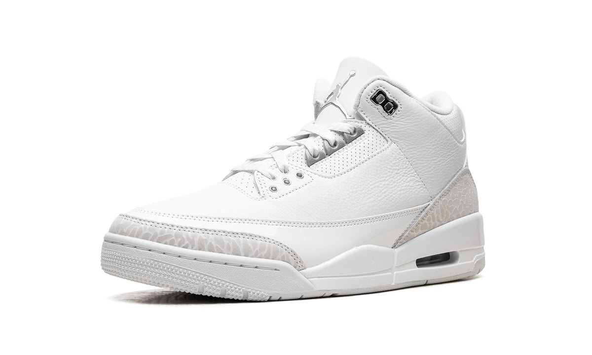 Air Jordan 3 Sneakers – White & Silver Grey