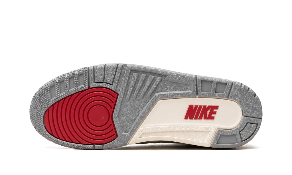 Air Jordan 3 Sneakers - White/Cement Grey with Elephant Print and Red Accents