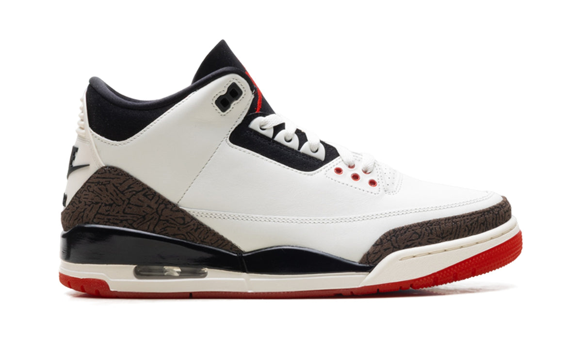 Air Jordan 3 Sneakers in White, Grey & Red
