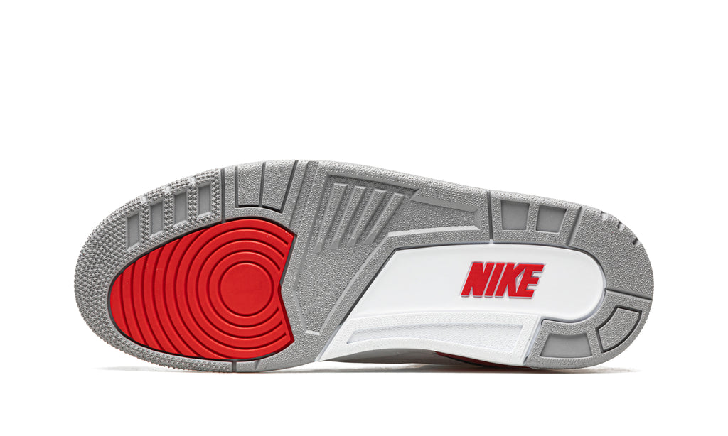 Air Jordan 3 Retro Sneakers - White and Red with Gray Elephant-Print Overlays