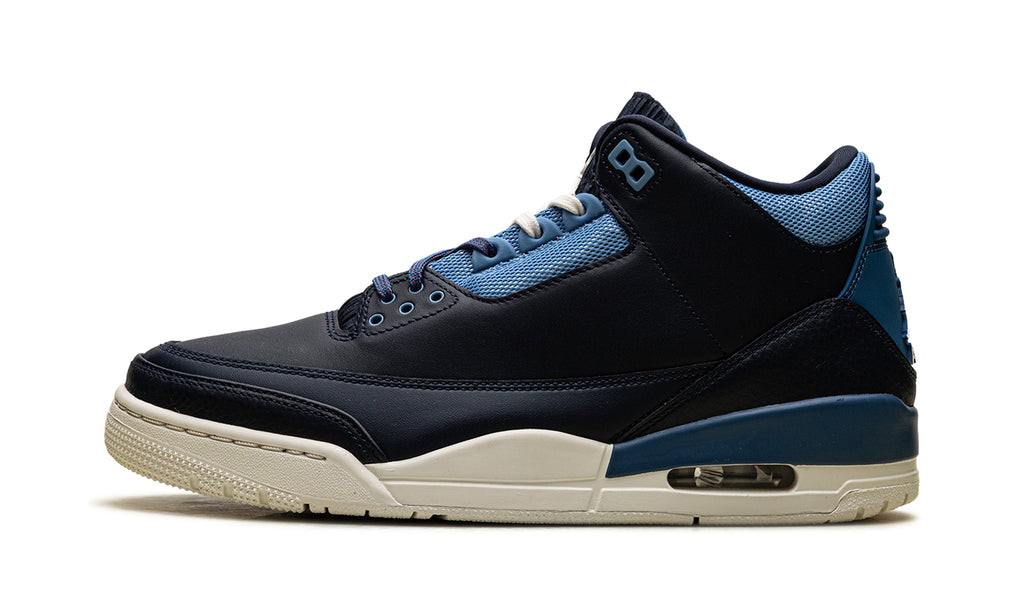 Air Jordan 3 Retro Sneakers - Black with Mismatched Blue & Red Accents