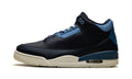 Air Jordan 3 Retro Sneakers - Black with Mismatched Blue & Red Accents