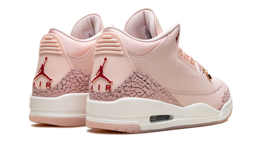 Air Jordan 3 Sneakers - Blush Pink with Elephant Print and Red Accents