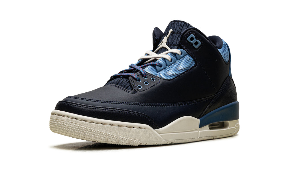Air Jordan 3 Retro Sneakers - Black with Mismatched Blue & Red Accents