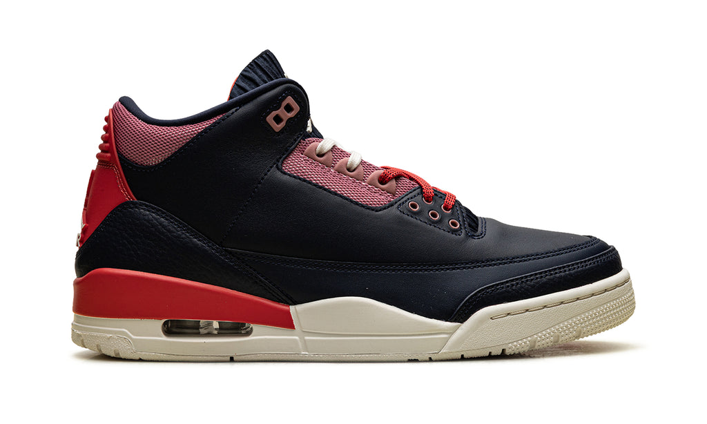 Air Jordan 3 Retro Sneakers - Black with Mismatched Blue & Red Accents