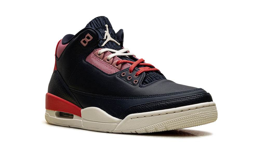 Air Jordan 3 Retro Sneakers - Black with Mismatched Blue & Red Accents