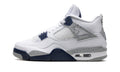 Air Jordan 4 Retro Sneakers - White and Navy with Speckled Gray Details