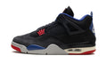 Air Jordan 4 Rare Air Sneakers - Black and Charcoal with Blue and Red Accents