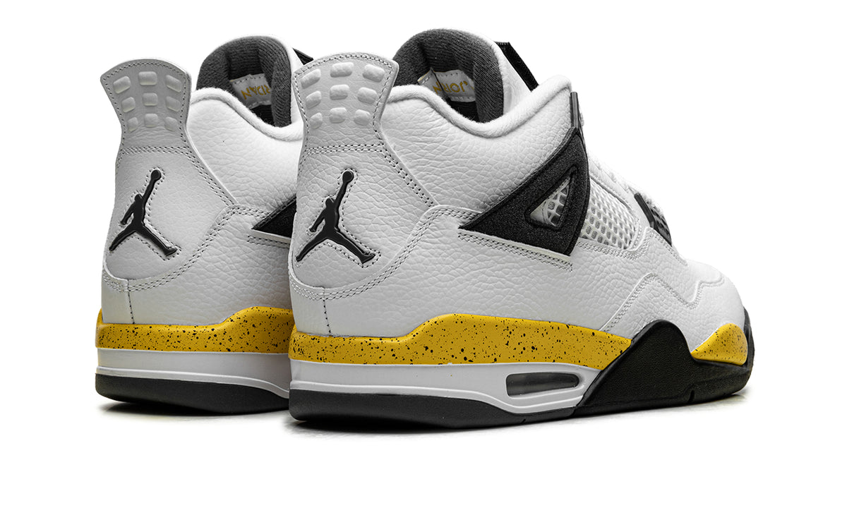 Air Jordan 4 Retro Sneakers - White, Black & Yellow with Speckled Midsole