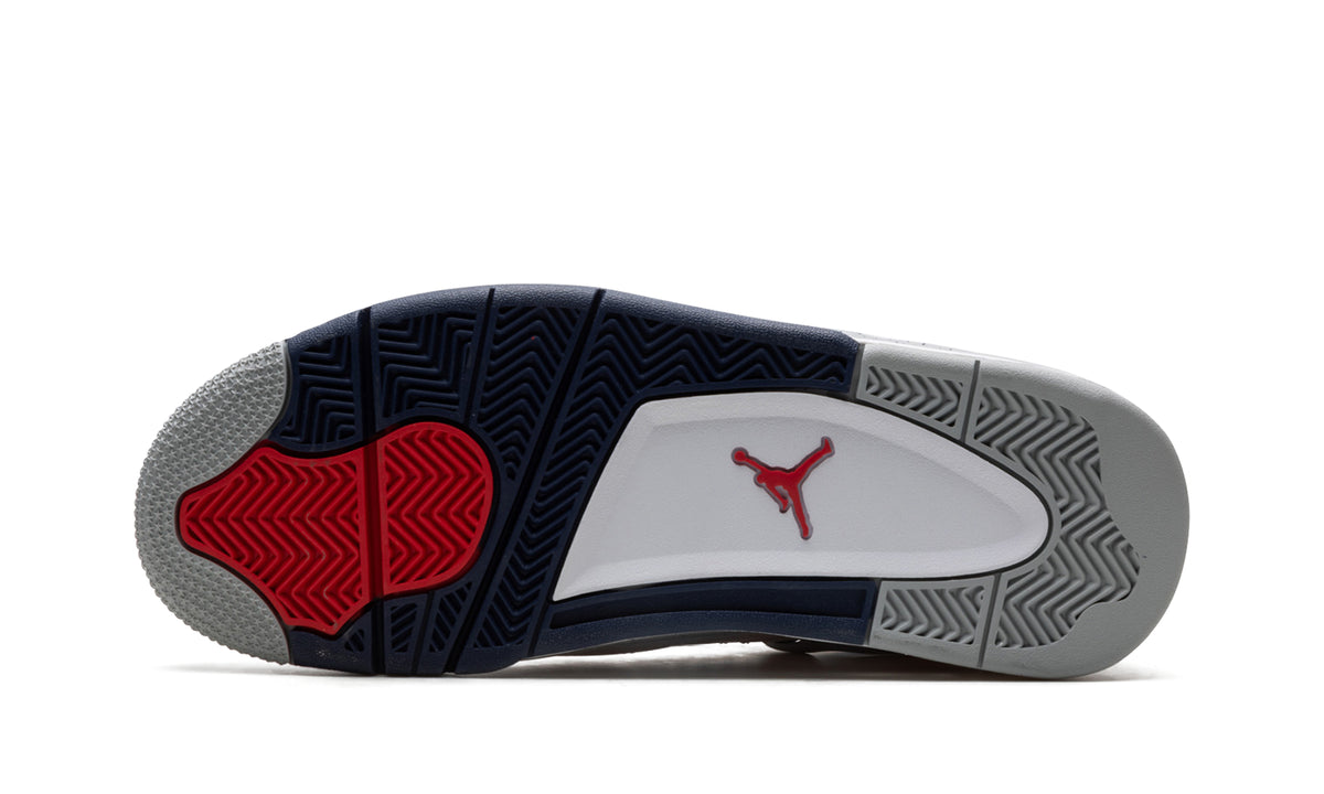 Air Jordan 4 Retro Sneakers - White and Navy with Speckled Gray Details