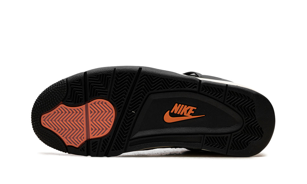 Air Jordan 4 Retro Sneakers - Olive Gray and Black with Orange Accents